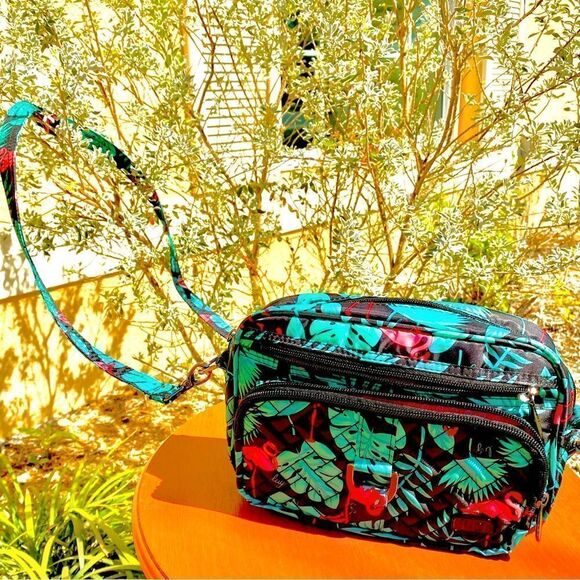 NEW LUG PINK & BLACK FLAMINGO CROSSBODY BAG - Picture 3 of 16